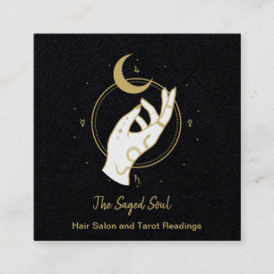 Hand and Moon Square Business Card