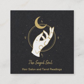 Hand And Moon Square Business Card by businesscardsforyou at Zazzle