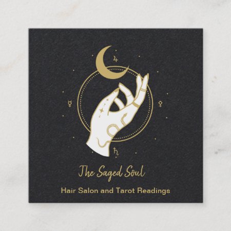 Hand And Moon Square Business Card