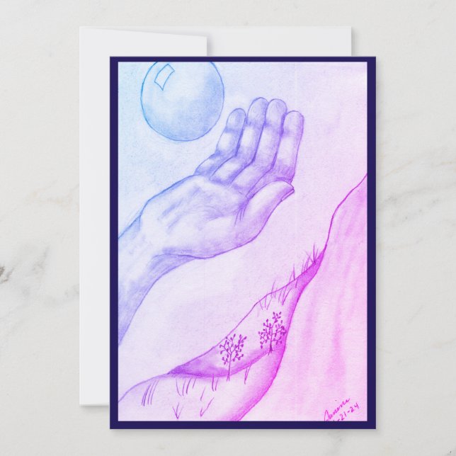 Hand and Sphere - Blue Invitation (Front)