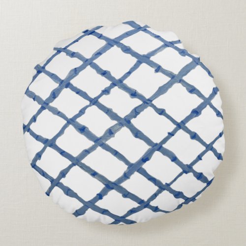 Hand Blue Chinoiserie Fretwork Pillow Throw Pillow