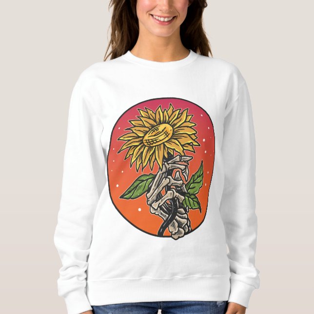 Hand bone take sun flower sweatshirt (Front)