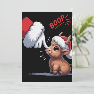 Hand Boop Christmas Highland Cow Santa Farmer Holiday Card