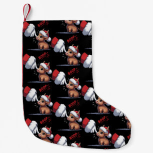 Hand Boop Christmas Highland Cow Santa Farmer Small Christmas Stocking