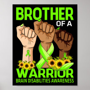 Hand Brother Of A Warrior Brain Disabilities Aware Poster