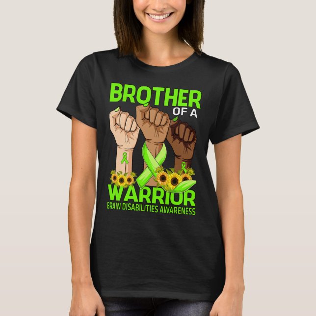 Hand Brother Of A Warrior Brain Disabilities Aware T-Shirt (Front)