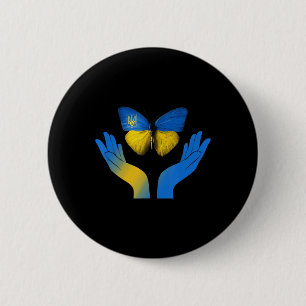 Hand Butterfly Ukraine Ukrainian Flag Stand With U Button
