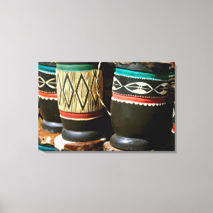 Hand carved drums, Livingston, Zambia Canvas Print