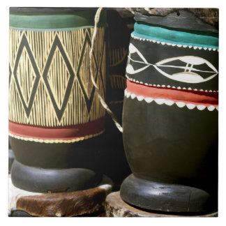 Hand carved drums, Livingston, Zambia Ceramic Tile