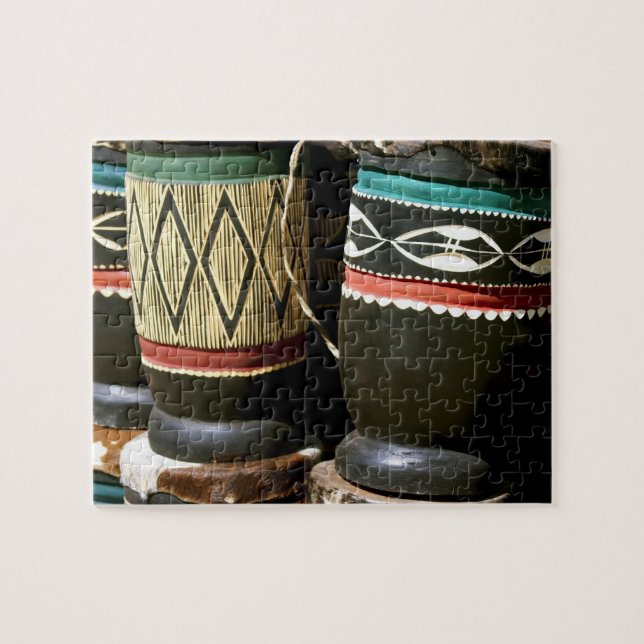 Hand carved drums, Livingston, Zambia Jigsaw Puzzle (Horizontal)