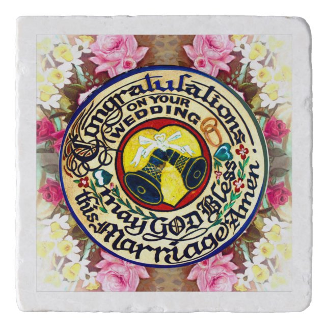 Hand carved  Gourd Wedding Gift  Trivet (Front)