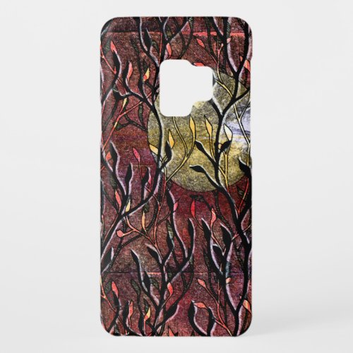 Hand Carved Leaves in Burgundy Case-Mate Samsung Galaxy S9 Case