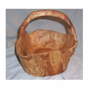 hand carved wood basket cutout