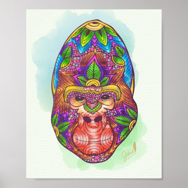 Hand-Colored Gorilla Poster (Front)
