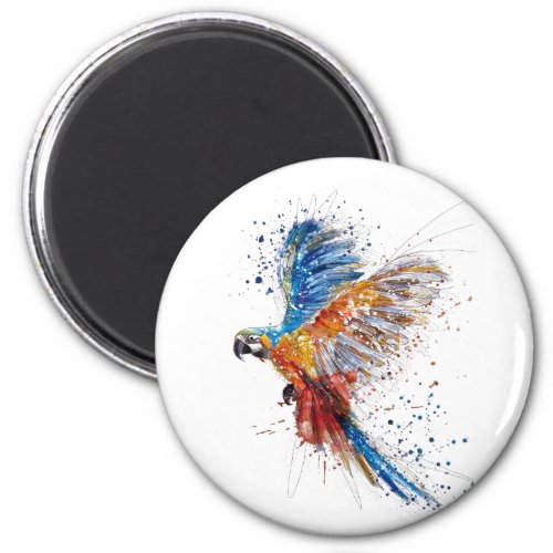 Hand colored parrot magnet