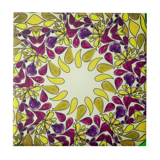 Hand-Colored | Tear-Drop Ceramic Tile (Front)