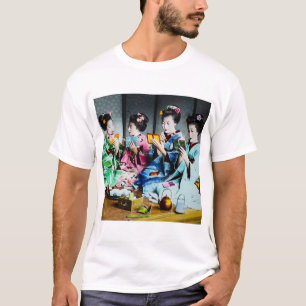 Hand Colored Vintage Geisha Gathering T-Shirt