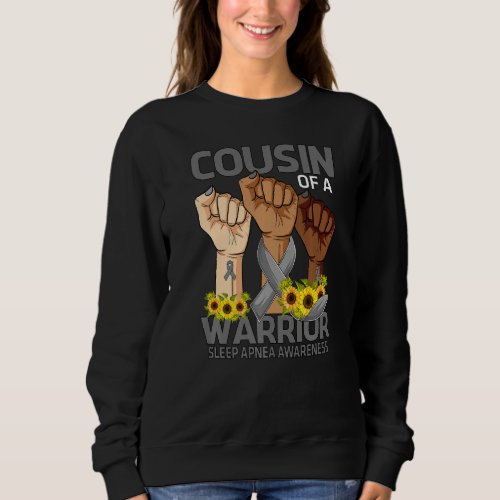 Hand Cousin Of A Warrior Sleep Apnea Awareness Sun Sweatshirt