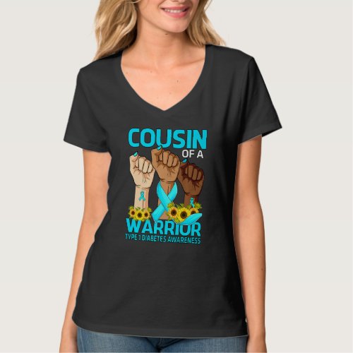 Hand Cousin Of A Warrior Type 1 Diabetes Awareness T_Shirt