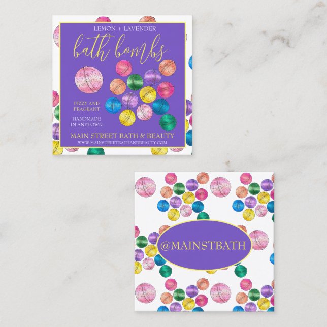 Hand Crafted Bath Shower Bombs Beauty Products Square Business Card (Front/Back)