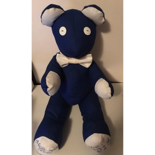 Hand Crafted Blue  White Stuffed Graduation Bear