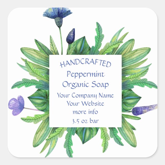 Hand Crafted Flower White Square Sticker (Front)