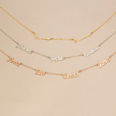 Hand-Crafted Gold / Silver Multiple Name Necklace (Front)