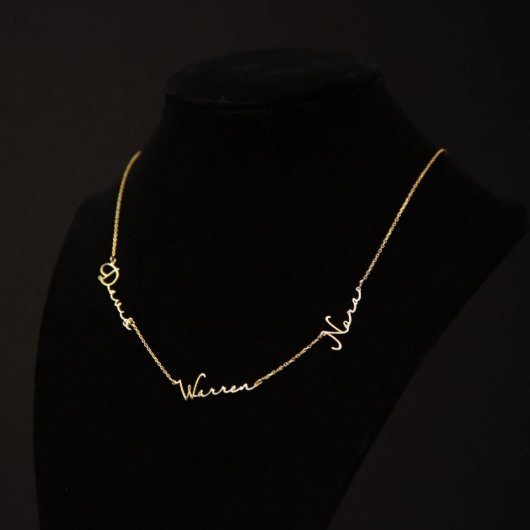 Hand-Crafted Gold / Silver Multiple Name Necklace (Front)