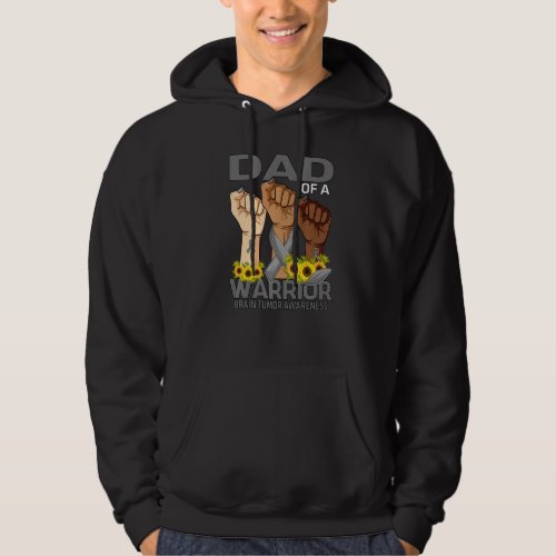 Hand Dad Of A Warrior Brain Tumor Awareness Sunflo Hoodie