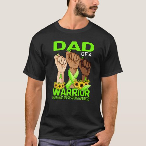 Hand Dad Of A Warrior Childhood Depression Awarene T_Shirt