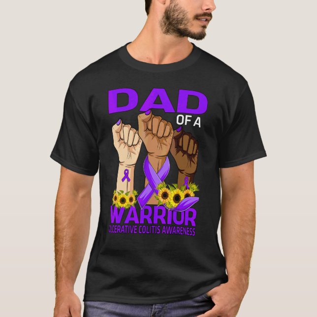 Hand Dad Of A Warrior Ulcerative Colitis Awareness T-Shirt (Front)