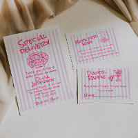 Hand Dawn Pink Pizza Special Delivery Baby Shower