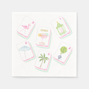 Hand-Designed Palm Beach Mahjong Party Napkins