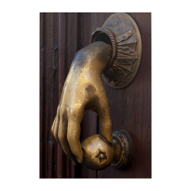 Hand door knocker close-up, Mexico Acrylic Print (Front)