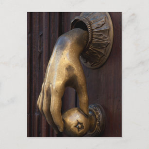 Hand door knocker close-up, Mexico Postcard