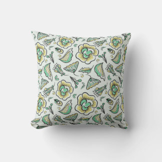 Hand draw abstract floral pattern throw pillow