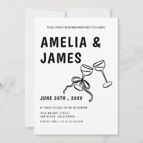 Hand draw Cheers Engagement Party Invitation