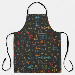 Hand draw chemistry on black background. Vintage s Apron