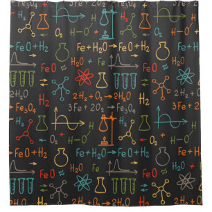 Hand draw chemistry on black background. Vintage s Shower Curtain