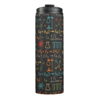 Hand draw chemistry on black background. Vintage s Thermal Tumbler