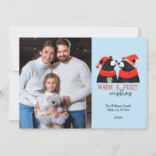 Hand Draw Christmas Bear Custom Photo Holiday Card