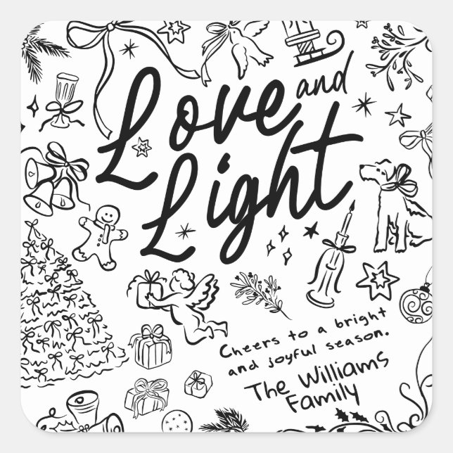 Hand Draw Christmas  Square Sticker (Front)