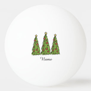 Hand Draw Christmas Tree with ornament Ping Pong Ball