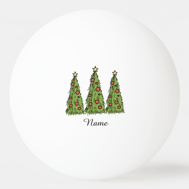 Hand Draw Christmas Tree with ornament  Ping Pong Ball (Front)