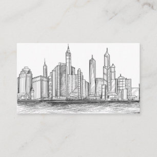 Hand draw city skyline sketch business card