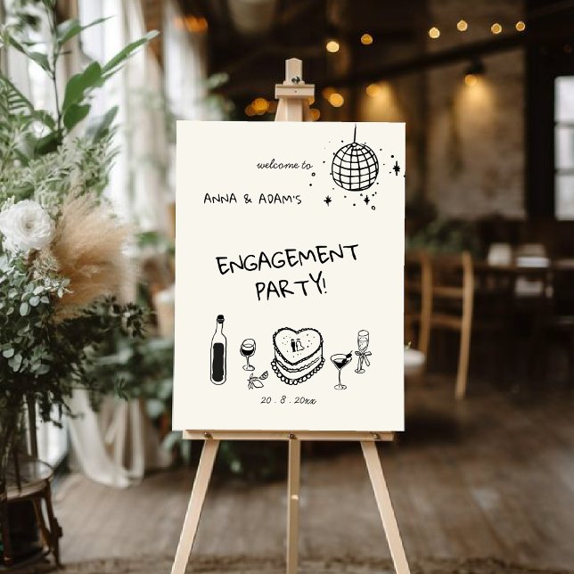 Hand Draw Engagement Party wedding Welcome Sign    (Creator Uploaded)