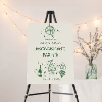 Hand Draw Engagement Party wedding Welcome Sign