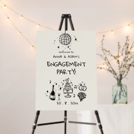 Hand Draw Engagement Party wedding Welcome Sign   