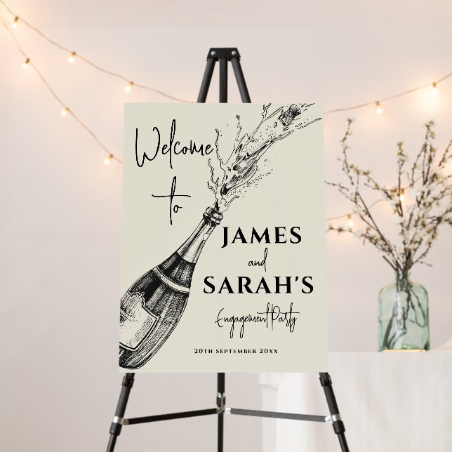 Hand draw Engagement Party Welcome wedding  Foam Board (In Situ (Stand))