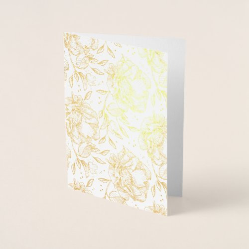 Hand Draw Floral  Valentines Day  Real  Foil Card